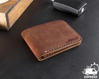 Dompet Pria Kulit Asli Pendek Model Vintage Mewah Anti RFID dengan Penutup Terbuka, Branding Kustom, dan Ukuran yang Dapat Disesuaikan LWM-0119
