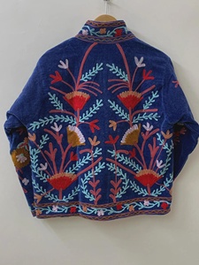 Velvet Floral Suzani Embroidered Jacket Uzbek Folk Festival <b>Coat</b> with Cotton Filling for Bomber Duster Outerwear At Cheap Price - Product Image 3