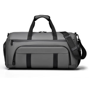 Bolsa de lona impermeable negra para viajes, deportes y gimnasio, de gran capacidad, para fin de semana, con construcción de cuero PU y tela Oxford. - Product Image 5