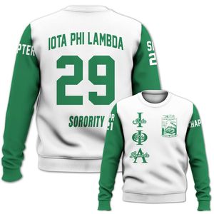 Veste universitaire personnalisée Iota Phi Lambda, veste universitaire blanche et vert émeraude personnalisée, sweat-shirt de la sororité Iota Phi Lambda - Product Image 4