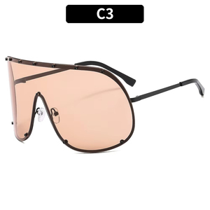 Gafas de Sol Unisex Extra Grandes de Diseño Moderno para Mujer, Estilo Y2K, Color Negro, Lentes de PC con Protección UV400, Diseño de una Pieza, Estilo Punk, Venta al Por Mayor 2025 - Product Image 4