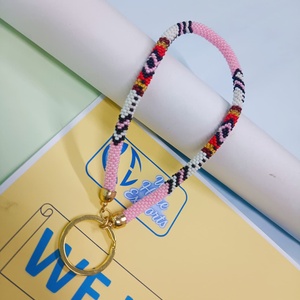 Porte-clés de poignet tendance pour femme, fait main, avec perles imitation perle et pierres, motif diamant bleu, rouge, jaune, noir, or – Idéal comme cadeau - Product Image 2