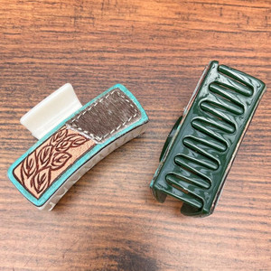 Rectangle Shape <b>Hair</b> Claw Clip Solid Color <b>Tooled</b> Leather Fashion <b>Hair</b> <b>Accessory</b> for Girls Party Styles Women's <b>Accessories</b> - Product Image 6