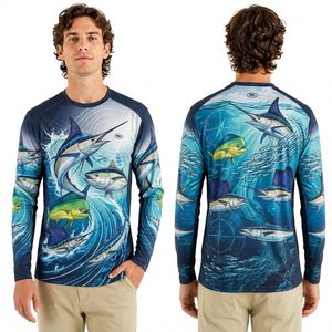 Chemises de pêche professionnelles à sublimation premium, motif océan bleu marlin, directement de l'usine - Product Image 5