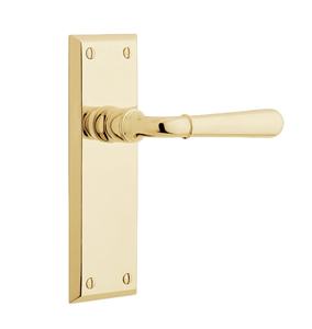 Manija de palanca brillante de latón y acero inoxidable para puerta de gabinete, personalizable para el hogar, con herrajes de palanca de puerta de paso - Product Image 1