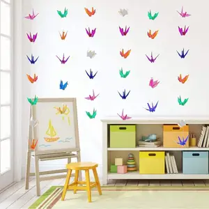 Premade Origami Guirlandas de Papel Guindaste para Decorações Do Partido De Casamento Rainbow Origami Guindastes Dobrado Flâmulas de Pássaro para...