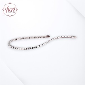 [Sheri Jewels] 100% Natural Diamond Tennis Bracelet 4 Prongs Setting Classic Design 18K Solid Gold FG Color SI2-3 - <b>Gift</b> to Her - Product Image 1