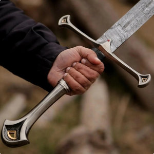 Épée viking polie à la main en acier Damas, réplique de style nordique médiéval pour collectionneur, cadeau de Saint-Valentin et de Noël pour lui - Product Image 3