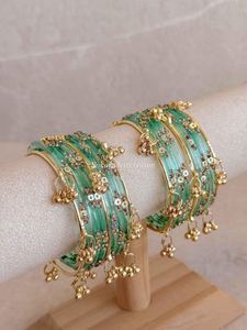 New Arrival Professional Handcrafted Silver Plated Pearl Kashmiri Ghungaro <b>Bangles</b> Churiyan Sets Trendy <b>Indian</b> Wedding - Product Image 5