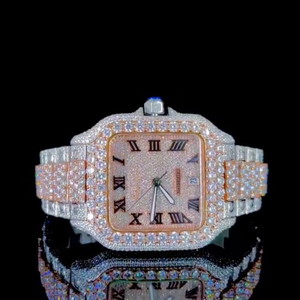 Montre de luxe personnalisée de haute qualité, sertie de diamants de laboratoire, en acier inoxydable, de la meilleure qualité, pour hommes - Product Image 1