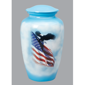 Urna de Metal con Acabado de Mármol Azul Cielo Clásico para Cenizas, Urna Conmemorativa Elegante con Tapa Segura para Exhibición - Product Image 4