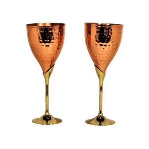Copas de Vino de Cobre Martillado Hechas a Mano con Tallo de Latón de Lujo, Caliz Metálico Vintage para Hotel, Bar, Vajilla, Suministros al por Mayor - Product Image 1