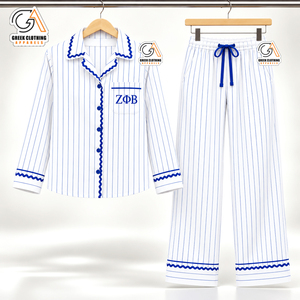 Conjunto de Pijama de Satén de Manga Larga con Cuello en V Bordado de la Hermandad Zeta Phi Beta para Mujer, Ecológico y sin Costuras - Product Image 4