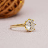 Bague de fiançailles solitaire en moissanite taille brillant de 3,14 carats, sertie à griffes, en or jaune 14K et argent sterling plaqué rhodium