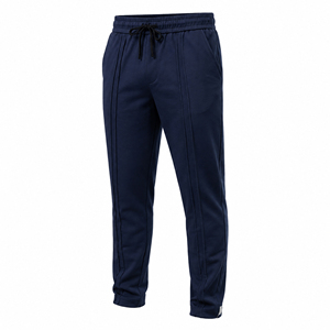 Navy Blue Fleece Lightweight High Waist Sporty Jogger Pants Drawstring Waist Side <b>Pockets</b> Regular Fit Men Workout Gym <b>Trousers</b> - Product Image 1