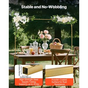 Supporto Regolabile da Tavolo per Asta, Morsetti da 28-98 Pollici (71-249 cm) di Lunghezza, 13-42 Pollici (33-107 cm) di Altezza, Supporto Quadrato per Accessori Floreali, Arco da Tavolo G - Product Image 2