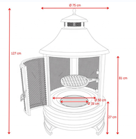 Brûleur à bois rond réglable Cheminée à charbon de bois Barbecue en plein air Camping Jardin Patio avec grille de cuisson