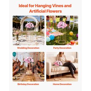 10 pièces de supports floraux hexagonaux en acrylique de 23,62 pouces pour mariages, présentoirs floraux cubiques et décorations de table - Product Image 6