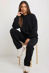 Conjunto de Chándal Holgado con Cremallera para Mujer / Sudadera de Invierno con Hombros Caídos y Pantalones Anchos para Mujer, Suéter de Cuello Redondo para Mujer - Product Image 4