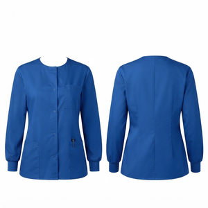 Chaqueta Médica para Mujer, Premium, 65% Poliéster, 35% Algodón, Sarga, 180 GSM, Roja, con Bordado Personalizado, Etiqueta Tejida, OEM, ODM - Product Image 3