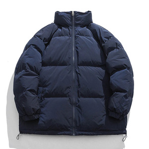 Men's <b>Green</b> Puffer Jacket Windproof Casual Winter Coat Stand Collar Zipper Closure Thick Padding Solid Color Regular Fit - Product Image 3