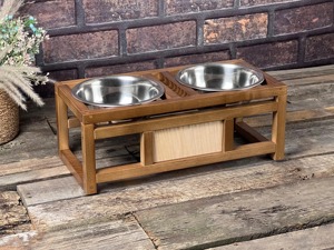 Modern Eco-Friendly Wood <b>Bowl</b> Foldable <b>Dog</b> Feeding Station with Drawer <b>Raised</b> <b>Bowl</b> & Automatic Feeders Design for Indoor Use - Product Image 6