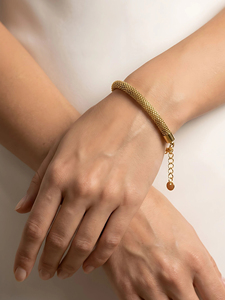 Bracelet en chaîne maillée plaqué or pour femme, style classique, bijoux en alliage, cadeau - Product Image 3