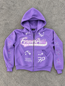 Custom <b>Rhinestone</b> Pullover Premium Heavyweight Oversized Fleece Eco-Friendly Breathable Winter Streetwear Hooded <b>Jacket</b> - Product Image 1