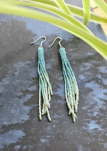 Bohemian Tassel <b>Drop</b> Earrings Women's Turquoise Beaded Alloy Antique Bronze Plated Fashion Jewelry Party Style By UO INDIA - Product Image 4