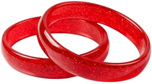 Ensemble de bracelets classiques pour femmes FLORAL DESIGN, rouge vif, faits à la main en émail et en laiton - Product Image 3