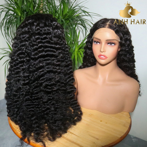 Deep Wave Lace Front <b>Wig</b> Natural <b>Black</b> 100% Vietnamese Human Hair HD Transparent Lace Glueless Pre-Plucked Wholesale - Product Image 1