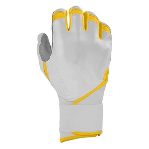 Guantes de Bateo Blancos y Amarillos Acolchados con Cierre de Tirón Unisex para Adultos, Entrenamiento, Ambidiestros - Product Image 3
