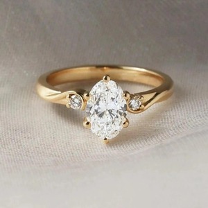 Bague de fiançailles en diamant ovale créé en laboratoire, 1,00 carat, clarté VS1, couleur F, or massif 18 carats, solitaire, bijoux fins - Product Image 4