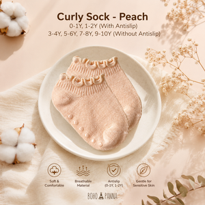 Chaussettes bouclées pour garçons et filles, couleur pêche, en tissu doux et respirant, offrant un confort flexible pour un usage quotidien, de 5 à 6 ans. - Product Image 3