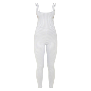 Women's Striped Knitted Jumpsuit Spaghetti Strap High Waist Sleeveless Skinny Full Length Minimalist Spring Summer Wear - Product Image 1