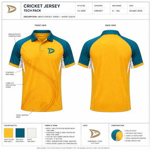 Vente en gros de maillots de cricket en polyester respirant, uniformes d'équipe personnalisés sans marque, tenues de match, fabrication en usine - Product Image 6