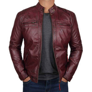 Latest Style Men's Embossed <b>Leather</b> <b>Jacket</b> Stand Collar Front Logo High Quality <b>Winter</b> Windproof Customizable Wholesale Best - Product Image 6