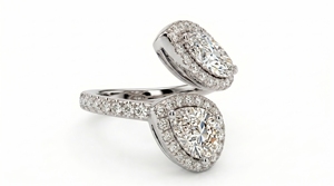 Anillo de Compromiso Clásico con Diamantes de Corte Marquesa y Corte Pera para Mujer, Engaste Halo de Platino, Diamantes Cultivados en Laboratorio - Product Image 4