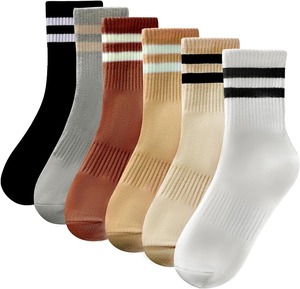 Custom Cotton Crew Sports <b>Socks</b> Breathable Striped Athletic Casual Comfort <b>Moisture</b> Wicking Unisex Gym Training <b>Socks</b> - Product Image 1
