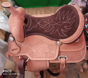 La plupart des ventes 100% cuir de vache Western fait à la main selle de course de chevaux pour le plaisir Trail Riding avec Tack Set - Product Image 2