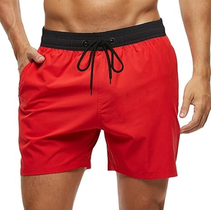 LOW MOQ Wholesale <b>Mens</b> Swimming Shorts Quick Dry Breathable 100% Polyester Canvas Puff Printed Custom Summer Beach Solid Color - Product Image 4
