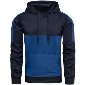 Sudadera con Capucha y Cremallera para Hombre, Corte Regular, Color Azul Marino Sólido, Informal, Tejida, Bordada, para Invierno - Product Image 5