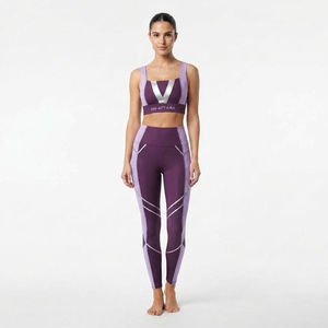 Ensemble de vêtements de sport pour femmes, soutien-gorge de sport bicolore et leggings taille haute, vêtements de yoga et de fitness personnalisés - Product Image 1