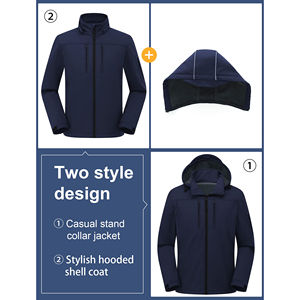 Chaqueta softshell ligera personalizada para hombre, impermeable, transpirable, cortavientos, para actividades al aire libre, elegante, cálida, para senderismo, trekking y esquí. - Product Image 4