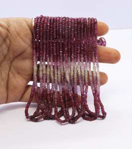 Cuentas facetadas de rubí rosa natural AAA de 2.5-3.5 mm, cuentas de rubí genuino facetadas de 16 pulgadas para la fabricación de joyería al por mayor. - Product Image 1