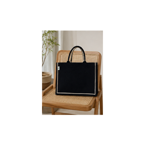 Bolsa de Compras Promocional de Lona de Algodón Laminada Teñida de Negro de 8 Oz, 37x27.5x16 cm, Logotipo Personalizado, Venta al Por Mayor, OEM, ODM, Marca Privada - Product Image 6