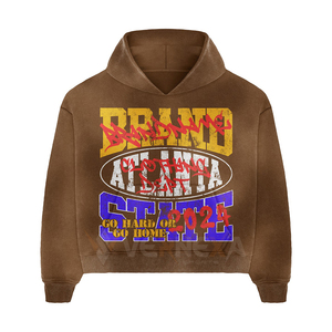 Sudadera con capucha y chándal vintage con logo personalizado, lavado ácido sólido, efecto descolorido por el sol, pedrería, 480 g/m², para invierno - Product Image 2