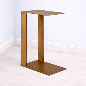 Modern Cast Aluminum Bar <b>Table</b> <b>C</b> <b>Shape</b> Compact Design Space Saving Slide Under Frame Strong Build Smooth Finish Minimal Accent - Product Image 1