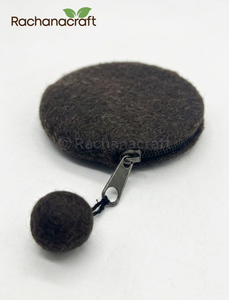 Handmade 100% Wool Felt Round Coin <b>Purse</b> Eco-Friendly Zippered <b>Small</b> Pouch Change Holder Sustainable Felted Mini Wallet for Gift - Product Image 3