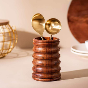 Porte-cuillères en bois de qualité supérieure, forme ronde, pour usage domestique et hôtelier, en gros, pour la cuisine - Product Image 2